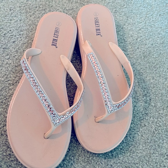 Ashley Blue Shoes - Wedge sandals with gems
